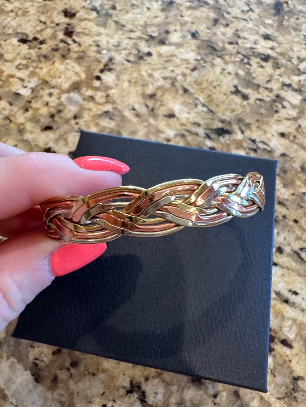 Braided Gold-Tone Healing Copper Bracelet